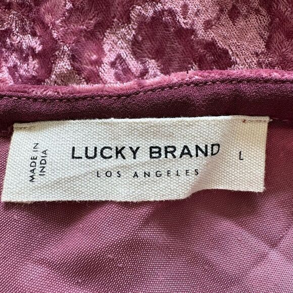 Lucky Brand Pink Crushed Velvet Slip Party Midi Dress Size Large - Picture 16 of 16
